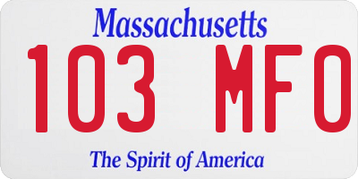 MA license plate 103MF0