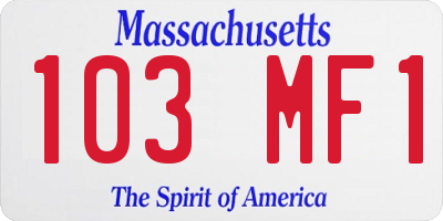MA license plate 103MF1
