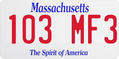 MA license plate 103MF3