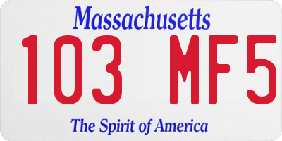 MA license plate 103MF5