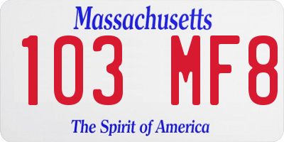 MA license plate 103MF8