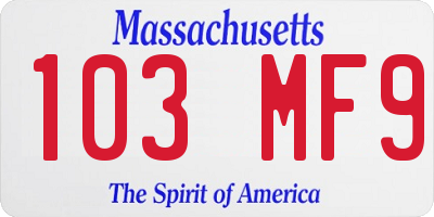 MA license plate 103MF9