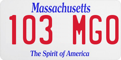 MA license plate 103MG0