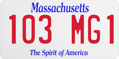 MA license plate 103MG1