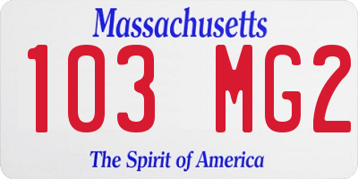 MA license plate 103MG2