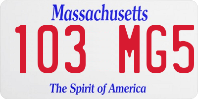 MA license plate 103MG5