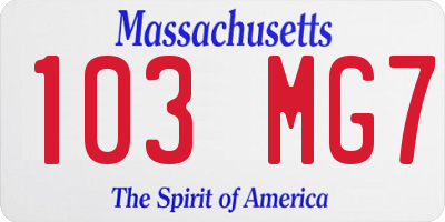 MA license plate 103MG7