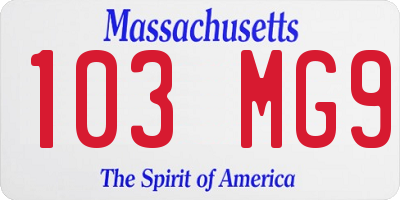 MA license plate 103MG9