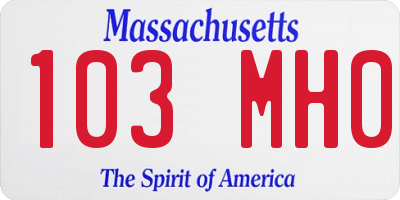 MA license plate 103MH0