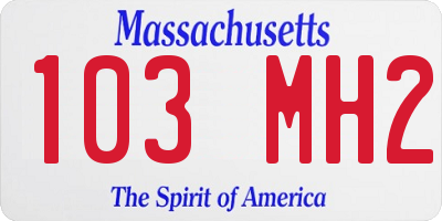 MA license plate 103MH2