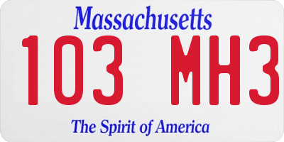 MA license plate 103MH3