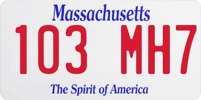 MA license plate 103MH7