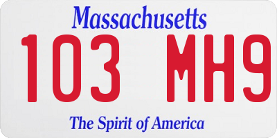 MA license plate 103MH9