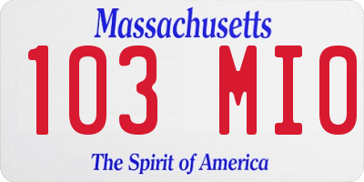MA license plate 103MI0
