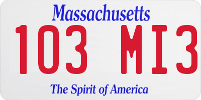 MA license plate 103MI3