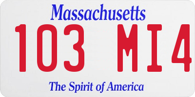 MA license plate 103MI4