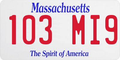 MA license plate 103MI9