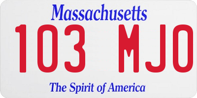 MA license plate 103MJ0