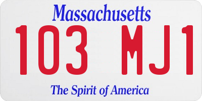 MA license plate 103MJ1