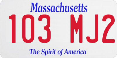 MA license plate 103MJ2