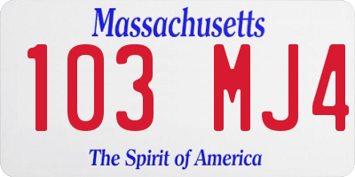 MA license plate 103MJ4