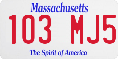 MA license plate 103MJ5