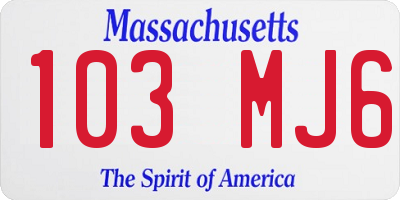 MA license plate 103MJ6