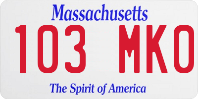 MA license plate 103MK0