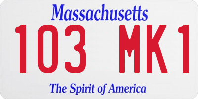 MA license plate 103MK1