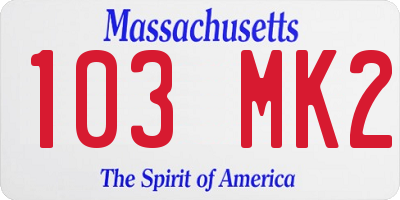 MA license plate 103MK2