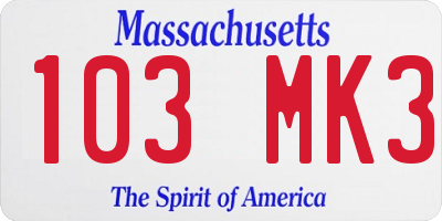 MA license plate 103MK3