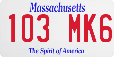 MA license plate 103MK6