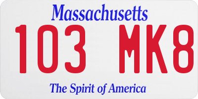 MA license plate 103MK8