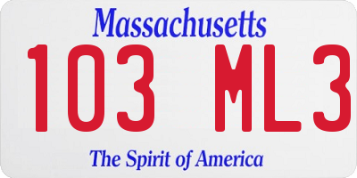 MA license plate 103ML3