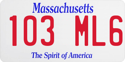 MA license plate 103ML6