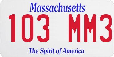 MA license plate 103MM3