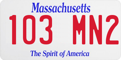 MA license plate 103MN2
