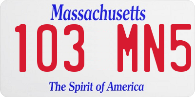 MA license plate 103MN5