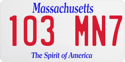 MA license plate 103MN7