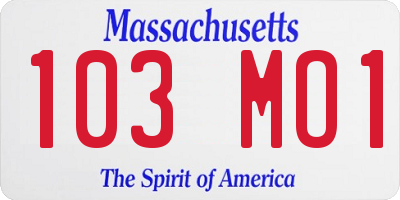 MA license plate 103MO1