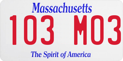 MA license plate 103MO3