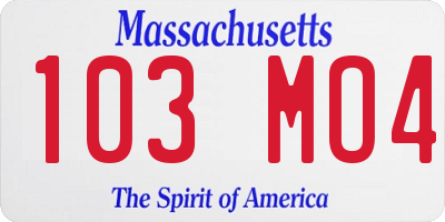 MA license plate 103MO4