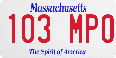 MA license plate 103MP0