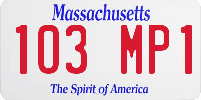 MA license plate 103MP1