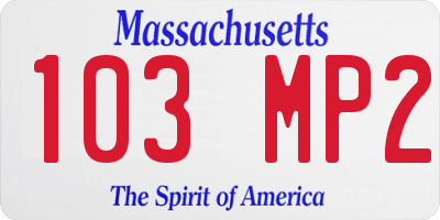 MA license plate 103MP2