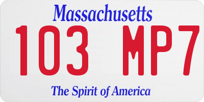 MA license plate 103MP7