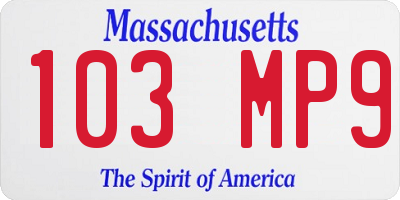 MA license plate 103MP9