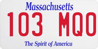 MA license plate 103MQ0