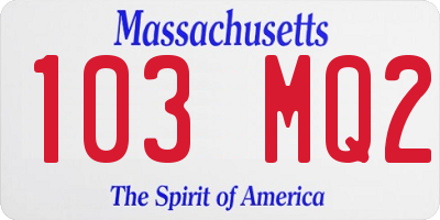 MA license plate 103MQ2