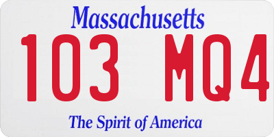 MA license plate 103MQ4
